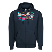 Navy tie dye coffee cups Zipper Hoodie - OliviaCreatesArt
