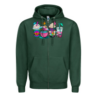 Sports Green tie dye coffee cups Zipper Hoodie - OliviaCreatesArt