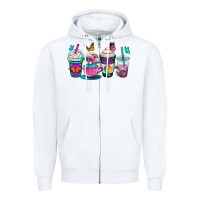 White tie dye coffee cups Zipper Hoodie - OliviaCreatesArt