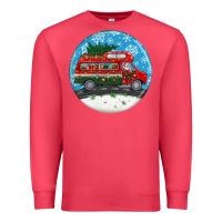 Cardinal santa claus with retro van  christmas ornament Premium Sweatshirt - BundleAndBundleShop