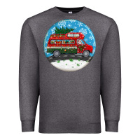 Charcoal Heather santa claus with retro van  christmas ornament Premium Sweatshirt - BundleAndBundleShop
