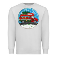 Dove Grey santa claus with retro van  christmas ornament Premium Sweatshirt - BundleAndBundleShop
