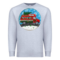 Heather Grey santa claus with retro van  christmas ornament Premium Sweatshirt - BundleAndBundleShop