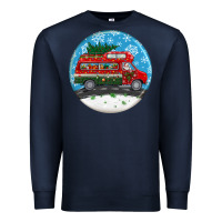 Navy santa claus with retro van  christmas ornament Premium Sweatshirt - BundleAndBundleShop