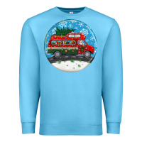 Ocean Blue santa claus with retro van  christmas ornament Premium Sweatshirt - BundleAndBundleShop
