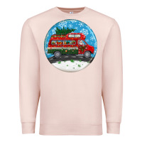 Pale Pink santa claus with retro van  christmas ornament Premium Sweatshirt - BundleAndBundleShop