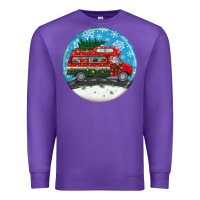 Purple santa claus with retro van  christmas ornament Premium Sweatshirt - BundleAndBundleShop