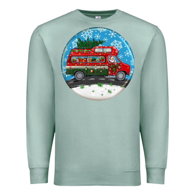 Santa Claus With Retro Van  Christmas Ornament Premium Sweatshirt by BundleAndBundleShop | Teevron