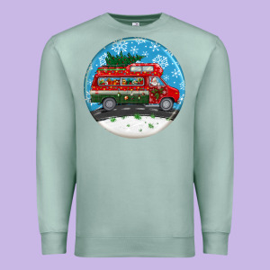 Santa Claus With Retro Van  Christmas Ornament Premium Sweatshirt Designed By Bundleandbundleshop