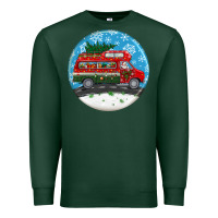 Sports Green santa claus with retro van  christmas ornament Premium Sweatshirt - BundleAndBundleShop