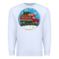 White santa claus with retro van  christmas ornament Premium Sweatshirt - BundleAndBundleShop