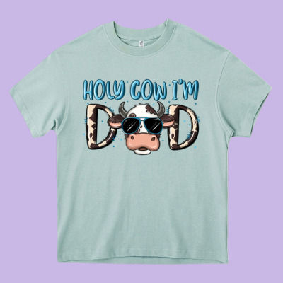 Holy Cow I'm Dad Heavy Core Tee Designed By Maliassmallbusiness