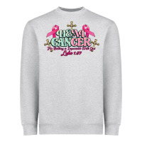 Heather Grey Heal Cancer Luke 1:37 cross Cancer Awareness Heavyweight Sweatshirt - HowdyJamesFarm
