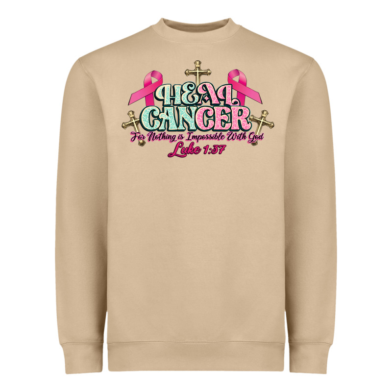 Heal Cancer Luke 1:37 Cross Cancer Awareness Heavyweight Sweatshirt by HowdyJamesFarm | Teevron