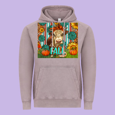 Western Fall Cow Vintage Hoodie Designed By Lillyallendesigns