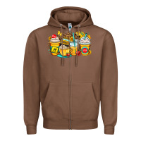 Chestnut school bus coffee cups Zipper Hoodie - OliviaCreatesArt