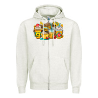Oatmeal Heather school bus coffee cups Zipper Hoodie - OliviaCreatesArt