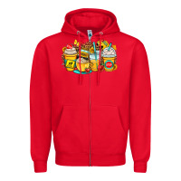 Red school bus coffee cups Zipper Hoodie - OliviaCreatesArt