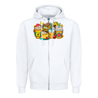 School Bus Coffee Cups Zipper Hoodie | Teevron