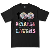Black 100 days of sparkle learning and laugh faux sequin Premium Tee - MaliasSmallBusiness