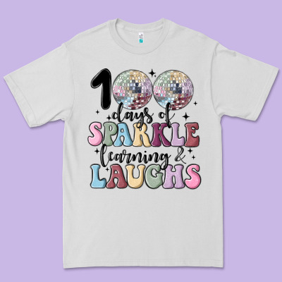 100 Days Of Sparkle Learning And Laugh Faux Sequin Premium Tee Designed By Maliassmallbusiness