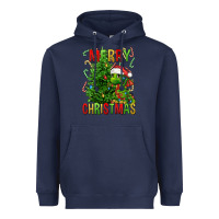Navy merry christmas dragon Heavyweight Hoodie - FaDigitalArtStudio