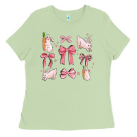 Matcha pink ribbons with rabbits Ladies Tee - MaliasSmallBusiness