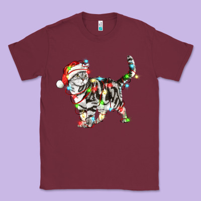 Christmas American Shorthair Cat Classic Tee Designed By Lillyallendesigns