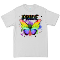 Dove Grey rainbow butterfly pride lgbtq Premium Tee - MaliasSmallBusiness