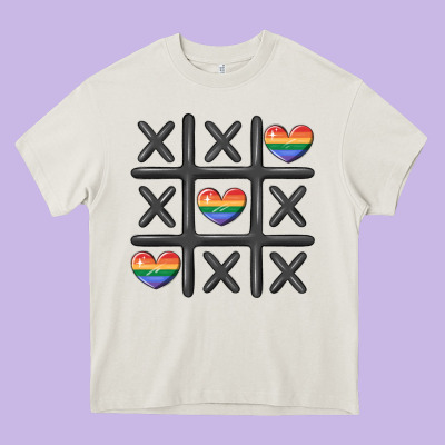 Pride Tic Tac Toe Heavy Core Tee Designed By Maliassmallbusiness