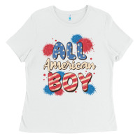 White all american boy Ladies Tee - MaliasSmallBusiness