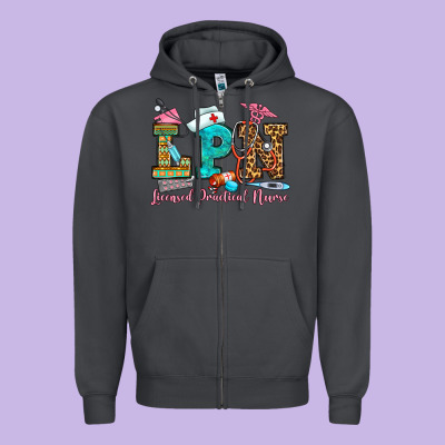 Licensed Practical Nurse Zipper Hoodie Designed By Oliviacreatesart