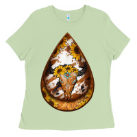 Matcha sunflower tooled leather bullskull teardrop earrings Ladies Tee - Jasminsmagicworld
