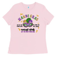 Bubblegum Pink mardi gras social club Ladies Tee - MaliasSmallBusiness