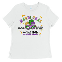 White mardi gras social club Ladies Tee - MaliasSmallBusiness