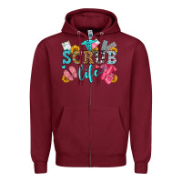 Burgundy scrub life olivia Zipper Hoodie - OliviaCreatesArt
