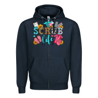 Navy scrub life olivia Zipper Hoodie - OliviaCreatesArt