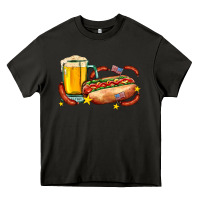 Asphalt hot dog and beer with stars and usa flags Heavy Core Tee - AdoDesignShop