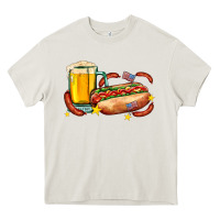 Cream hot dog and beer with stars and usa flags Heavy Core Tee - AdoDesignShop