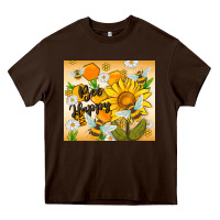 Chocolate Brown bee happy Heavy Core Tee - MaliasSmallBusiness