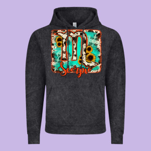 Scorpio Turquoise Cowhide Vintage Hoodie Designed By Ranaportraitstore