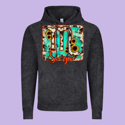 Scorpio Turquoise Cowhide Vintage Hoodie Designed By Ranaportraitstore