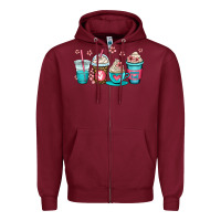 Burgundy mom fuel coffee cups Zipper Hoodie - OliviaCreatesArt
