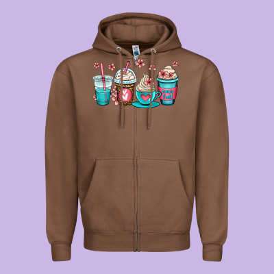 Mom Fuel Coffee Cups Zipper Hoodie Designed By Oliviacreatesart