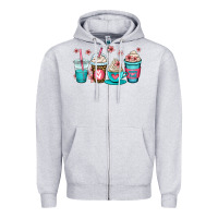 Heather Grey mom fuel coffee cups Zipper Hoodie - OliviaCreatesArt