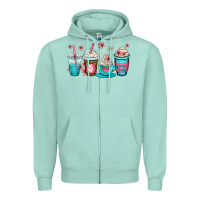 Seafoam mom fuel coffee cups Zipper Hoodie - OliviaCreatesArt