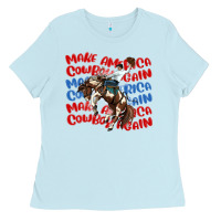 Baby Blue make america cowboy again Ladies Tee - MaliasSmallBusiness