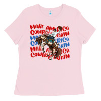 Bubblegum Pink make america cowboy again Ladies Tee - MaliasSmallBusiness