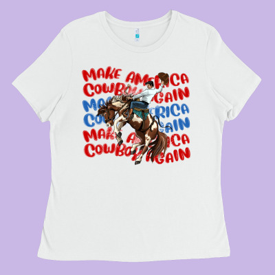 Make America Cowboy Again Ladies Tee Designed By Maliassmallbusiness