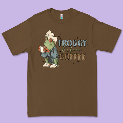 Froggy Before Coffee Premium Tee Designed By Maliassmallbusiness